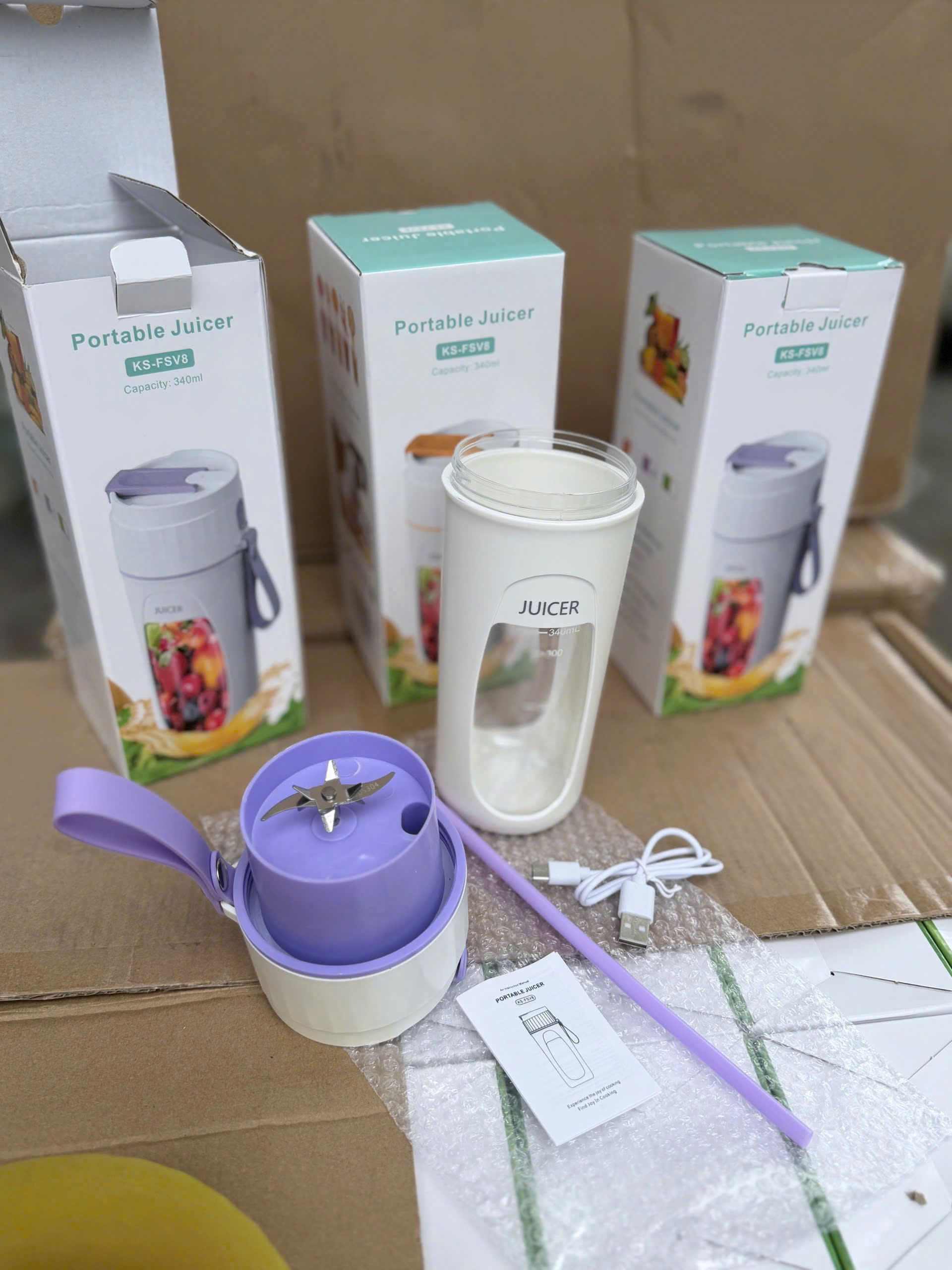 Máy Xay Sinh Tố Cầm Tay Mini 340ml Pin Sạc 4000mAh Type-C 8 Lưỡi Nghiền Đá Cốc Xay Hoa Quả Du Lịch - HÀNG CHÍNH HÃNG MINIIN