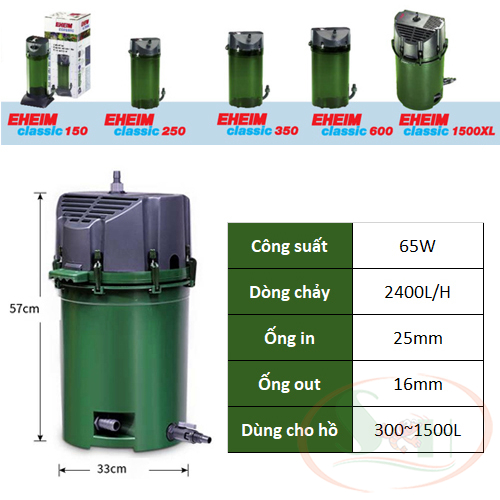 Lọc thùng Eheim classic 150 , 250 , 350 , 600 , 1500XL lọc cao cấp bể cá tép thủy sinh