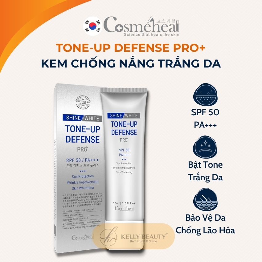 Kem Chống Nắng Trắng Da ToneUp Defense Pro+ Cosmeheal - Nâng Tone, Dưỡng Trắng, Bảo Vệ Da | Kelly Beauty