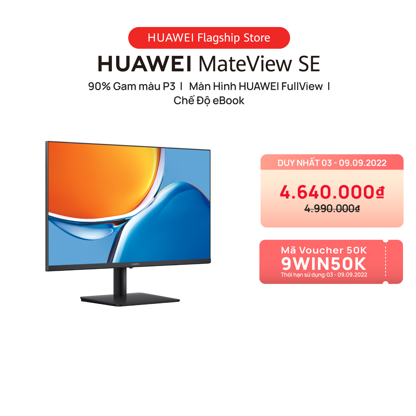 Màn Hình HUAWEI MateView SE | 23.8&quot; | 90% gam màu P3 | Màn hình HUAWEI FullView | Chế độ eBook | Hàng Chính Hãng