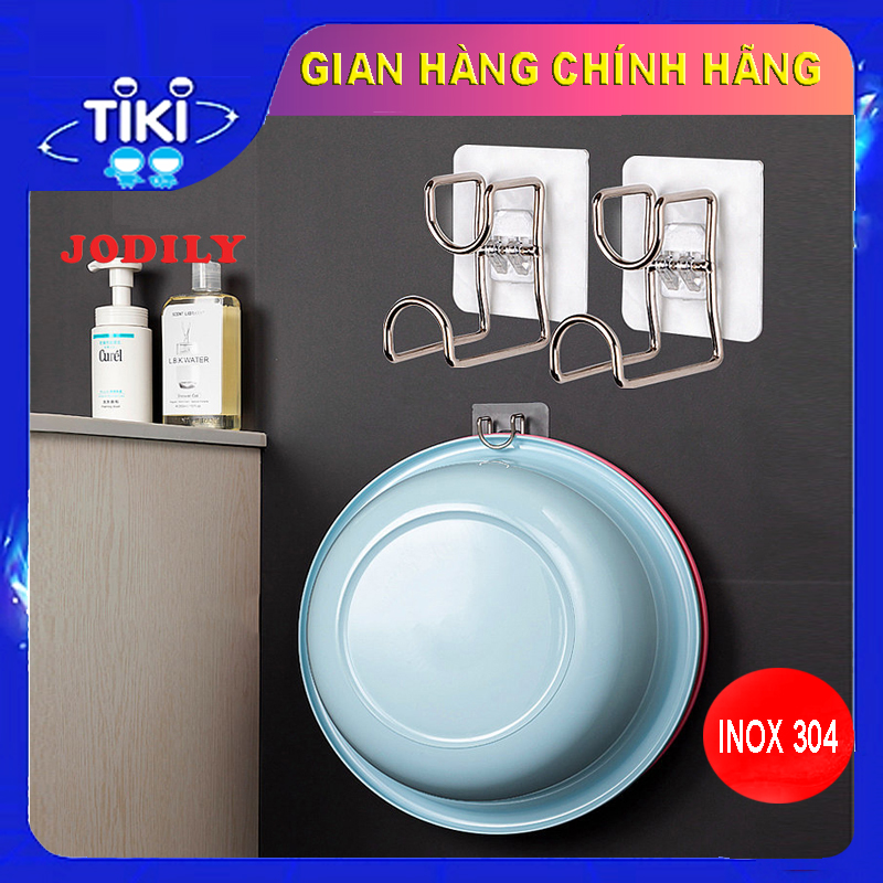 Móc Dán Tường Treo Chậu Rổ, Treo Đồ Đa Năng Inox 304 Jodily Sử Dụng Miếng Dán Thế Hệ Mới