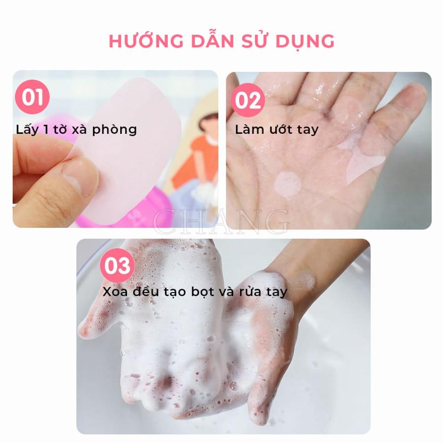 Xà Phòng Giấy - Xà Phòng Rửa Tay Bỏ Túi Mang Đi Du Lịch, Công Tác, Dã Ngoại - Hộp 50 Miếng