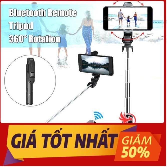 Gậy tự sướng chụp hình ảnh selfie kiêm tripod 3 chân đế đỡ điện thoại kèm remote bluetooth đa năng gấp gọn