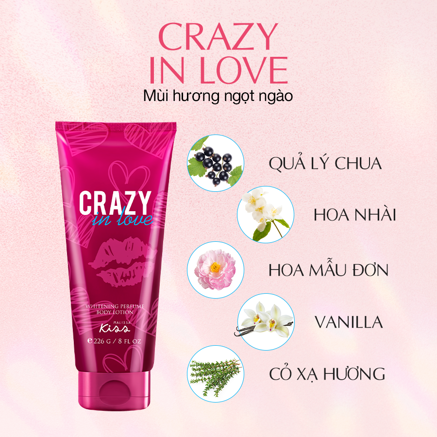 Malissa Kiss Dưỡng thể nước hoa Crazy In Love 226g