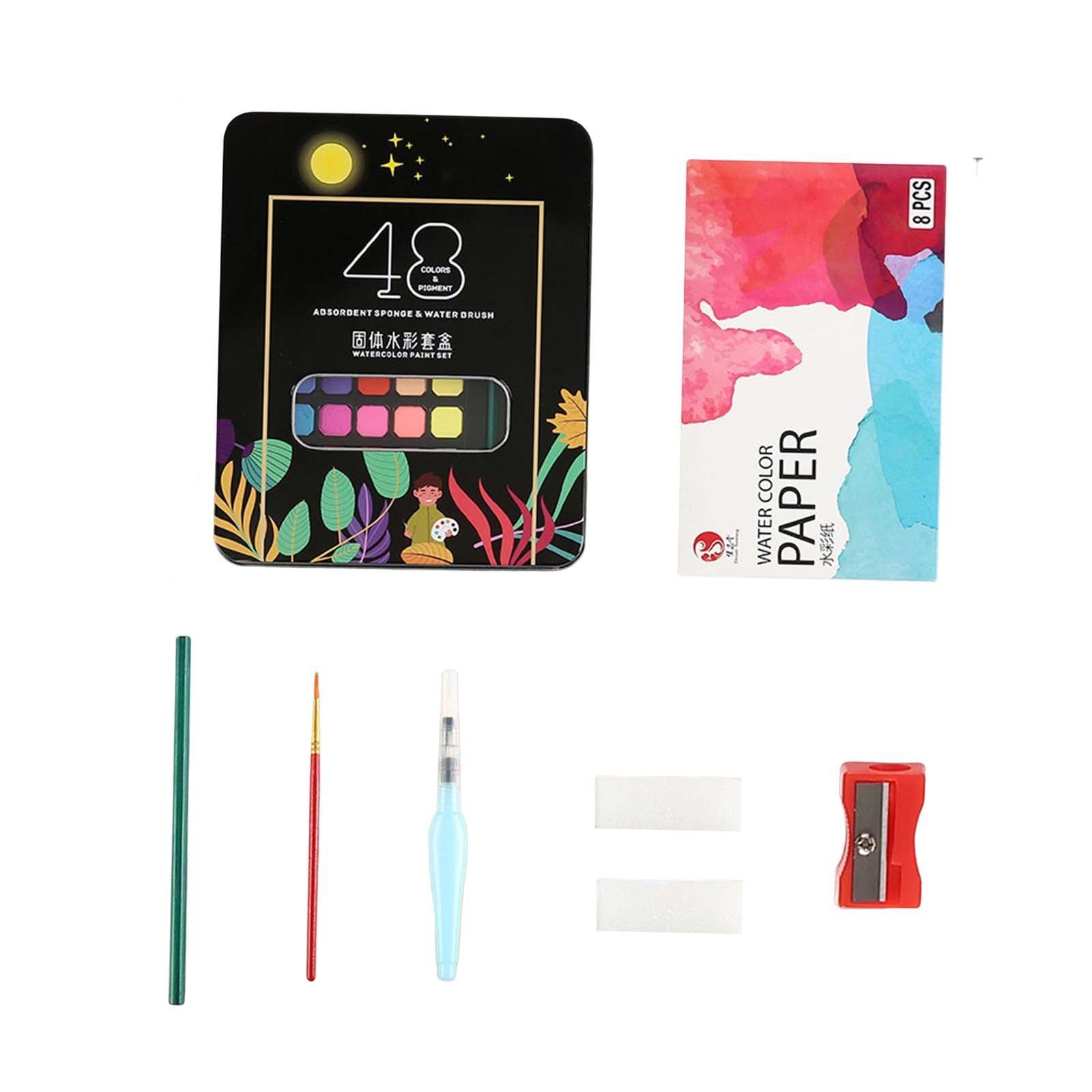 Watercolor Paint Set with Paint Brush Art Paper for Children School Supplies