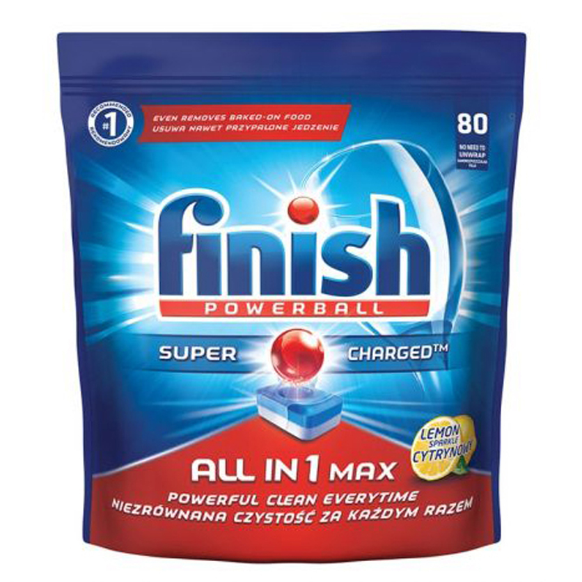Túi 80 viên rửa chén Finish All In 1 Max Dishwasher Tablets Lemon PTT025452 - hương chanh