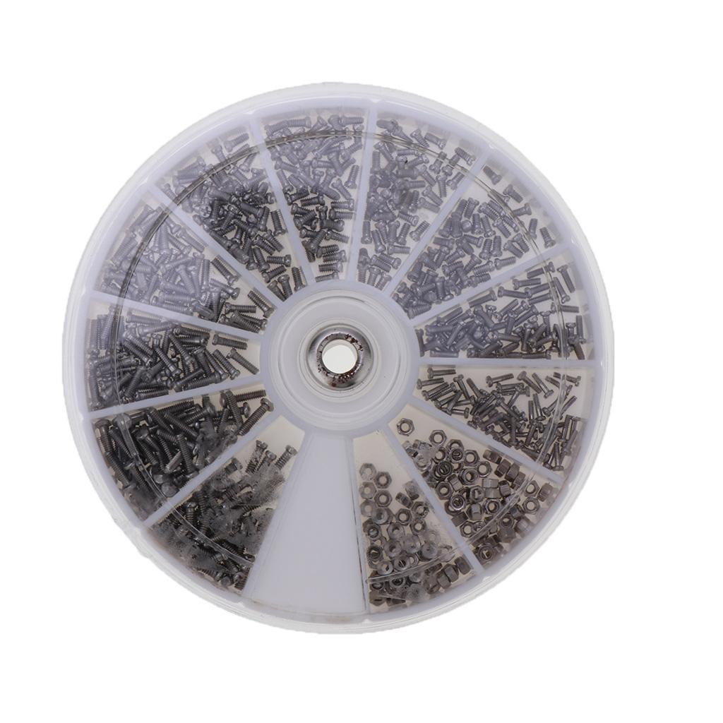 600Pcs in 1 Kit Rivet Heads Screws Nuts Round Plastic Case Stainless Steel