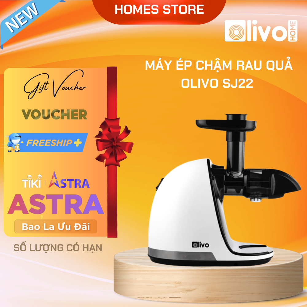Máy Ép Chậm Olivo SJ22 Thương Hiệu Mỹ Ép Rau Không Lo Kẹt Máy Ép Kiệt 99% Dễ Vệ Sinh Công Suất 150W - Hàng Chính Hãng