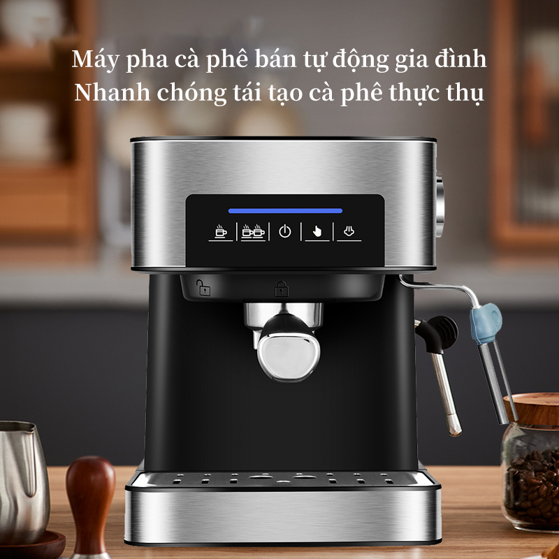 Máy pha cà phê có ống làm nóng đánh sữa, màn hình cảm ứng thông minh, áp lực cao làm cà phê nồng đậm máy pha chế cà phê inox không gỉ,Công suất hoạt động mạnh mẽ,Hệ thống điều chỉnh bọt sữa thông minh