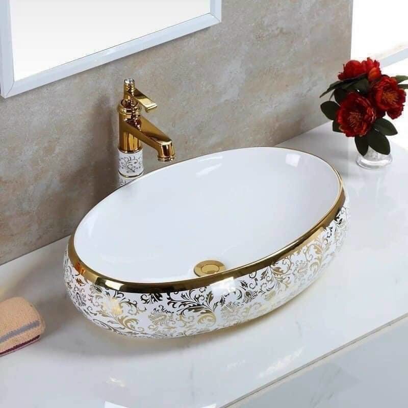 Chậu lavabo đặt bàn mạ vàng EVEREST EVE-L6015