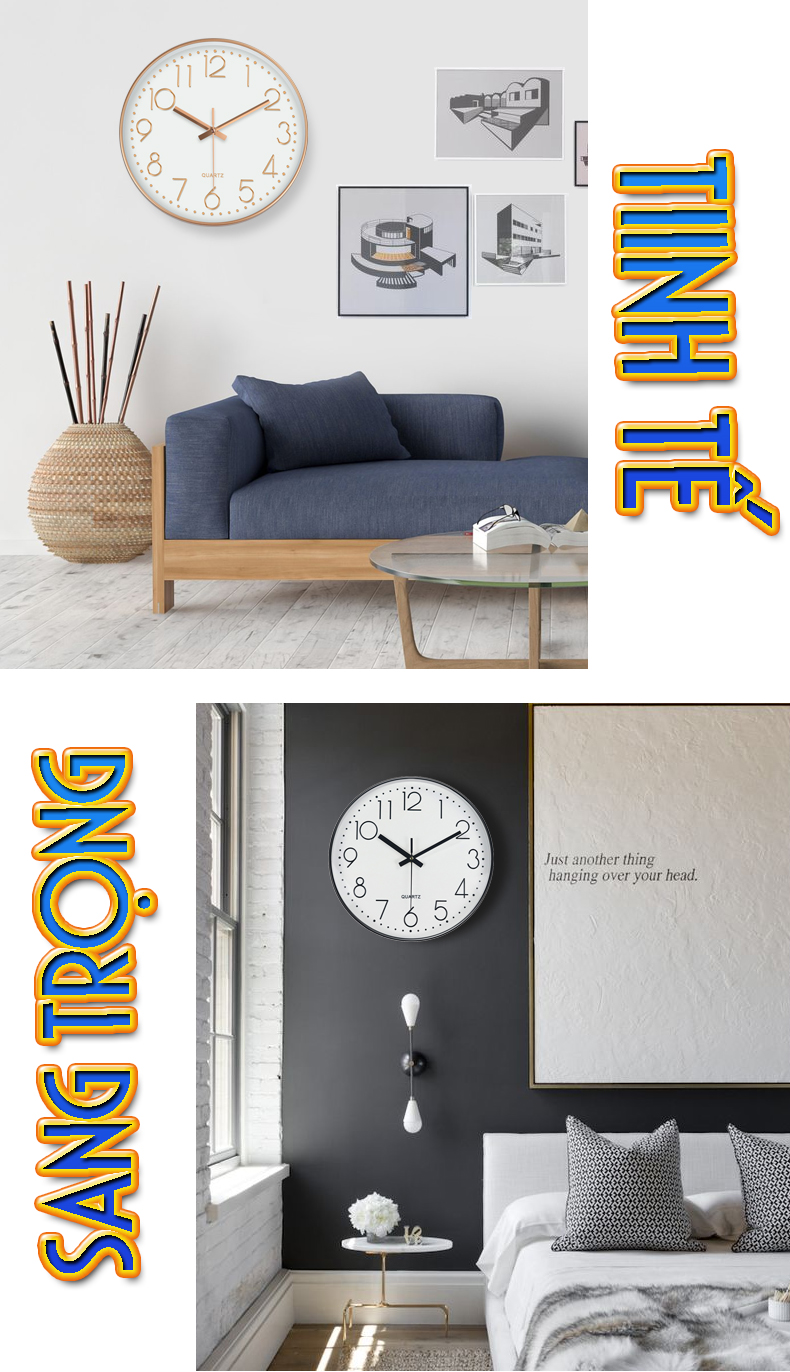 Đồng hồ treo tường kim trôi vỏ kim loại, 20cm, màu Trắng Dan House – DH01T