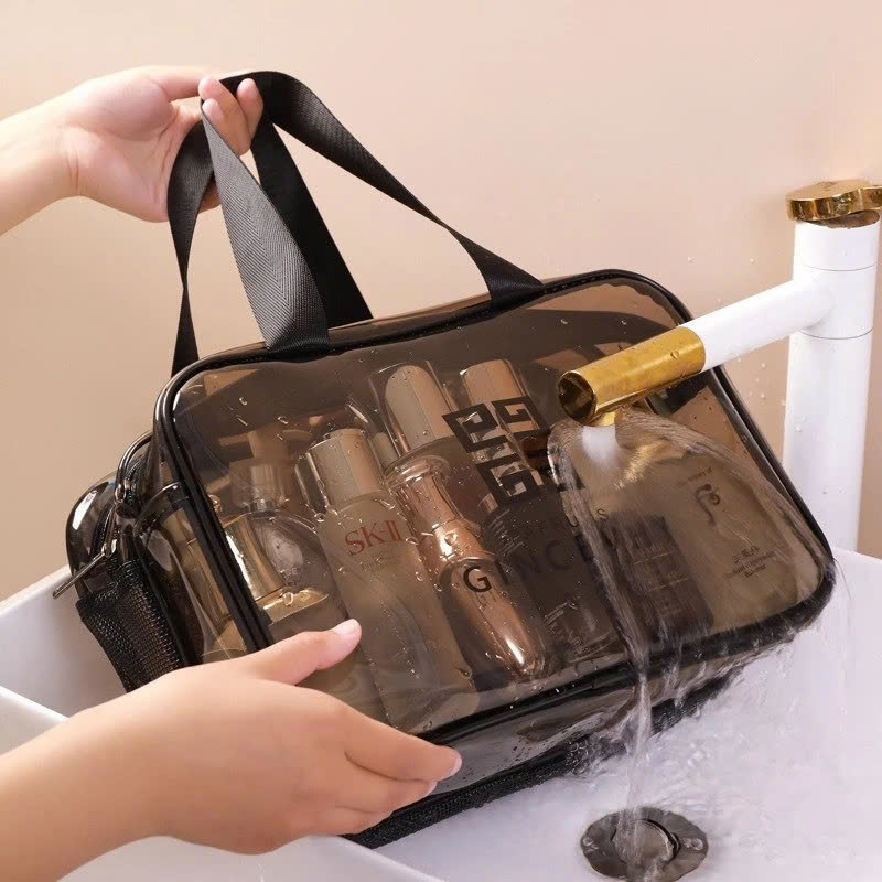 Túi đựng mỹ phẩm du lịch có quai xách mini trong suốt, Túi đựng đồ trang điểm makup chống nước - Chính Hãng