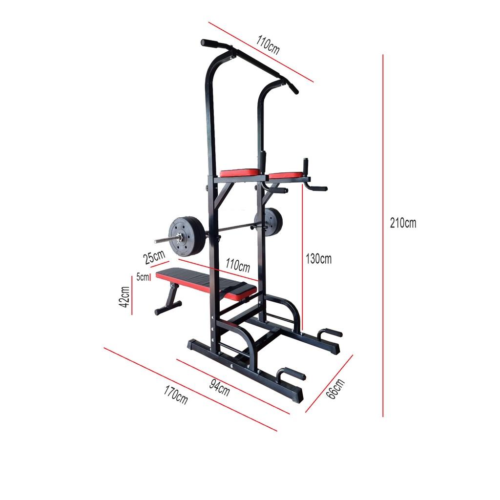 Xà Đa Năng Kết Hợp Xà Đơn Xà Kép + Ghế vớt tạ Tiêu Chuẩn Phòng Tập Chuyên Nghiệp(Tặng Kèm Đĩa Xoay eo- Không Bao Gồm đòn và bánh tạ