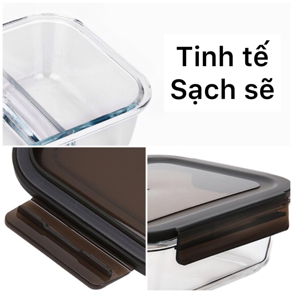 Hộp đựng thức ăn chia ngăn , thủy tinh borosilicate có thể cho vào lò vi sóng, hộp cơm, hộp đựng cơm