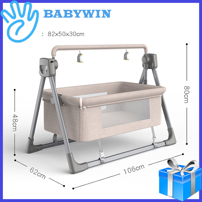 Nôi điện BABYWIN427 Nôi cho bé kèm màn tránh côn trùng - Võng điện trẻ em