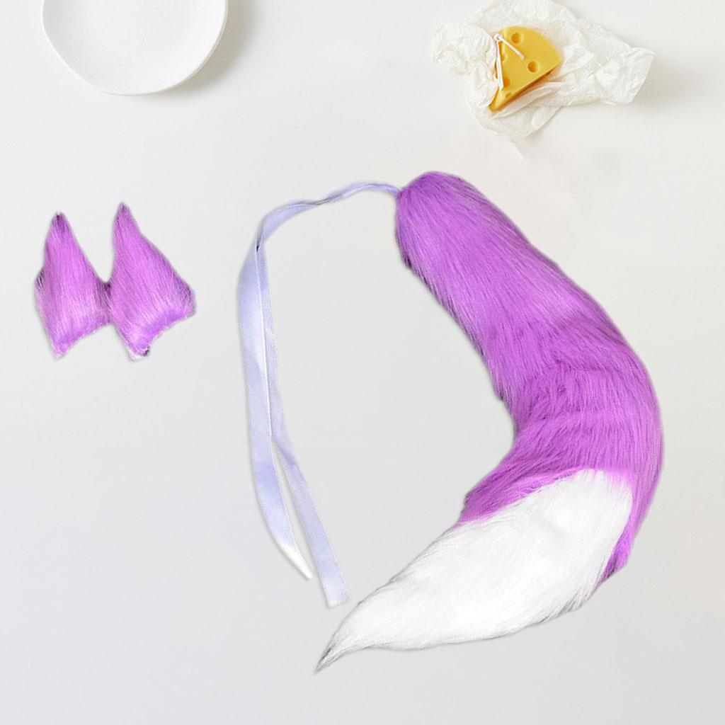 Long Plush  Tail and Ears Anime Cosplay for Halloween Women Accs