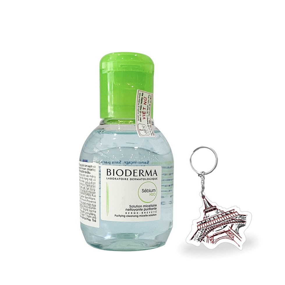 Nước Tẩy Trang Dành Cho Da Dầu, Nhờn, Mụn BIODERMA SEBIUM H2O 100ml + Tặng Kèm 1 Móc Khóa Hình Tour Eiffel Viền Đỏ