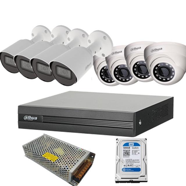 Trọn bộ 8 camera Analog bán cầu và thân trụ Dahua. Đầu ghi 8 kênh DH-XVR1B08-I, chuẩn nét full HD, xem lại được 15 ngày - Hàng Chính Hãng