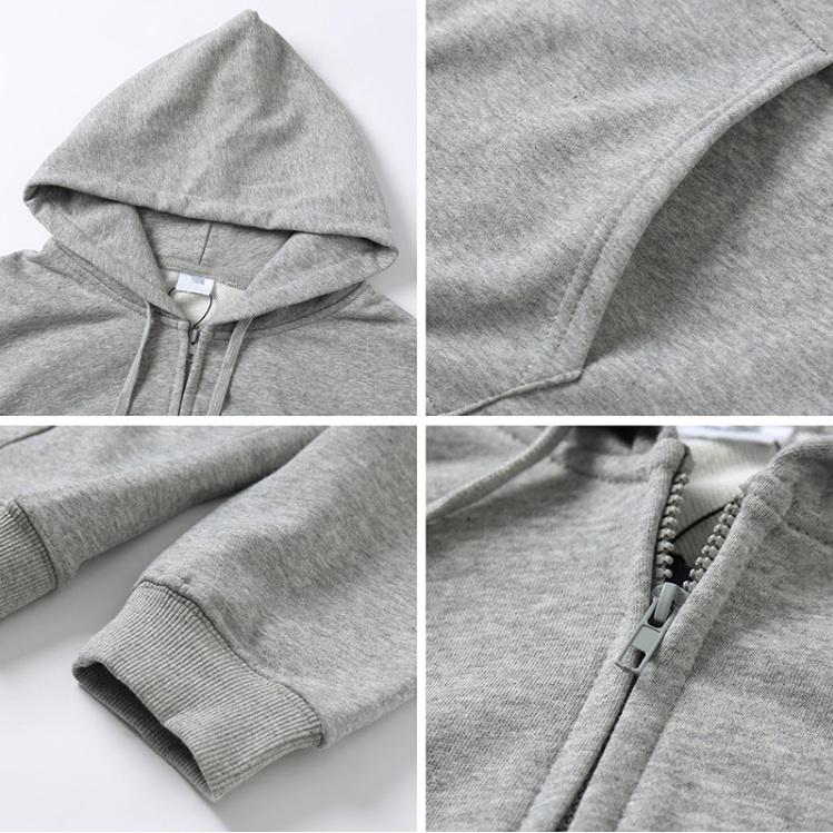 ÁO KHOÁC HOODIE NỮ VẢI NỈ FORM RỘNG TAY PHỒNG MÀU XÁM TRƠN , ÁO KHOÁC KHÓA KÉO MÀU XÁM TRƠN