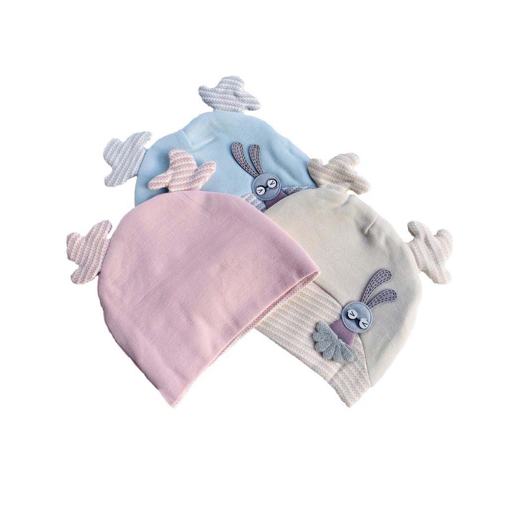 Mũ Vải Cotton Sừng Hươu Bé Sơ Sinh BabyBean