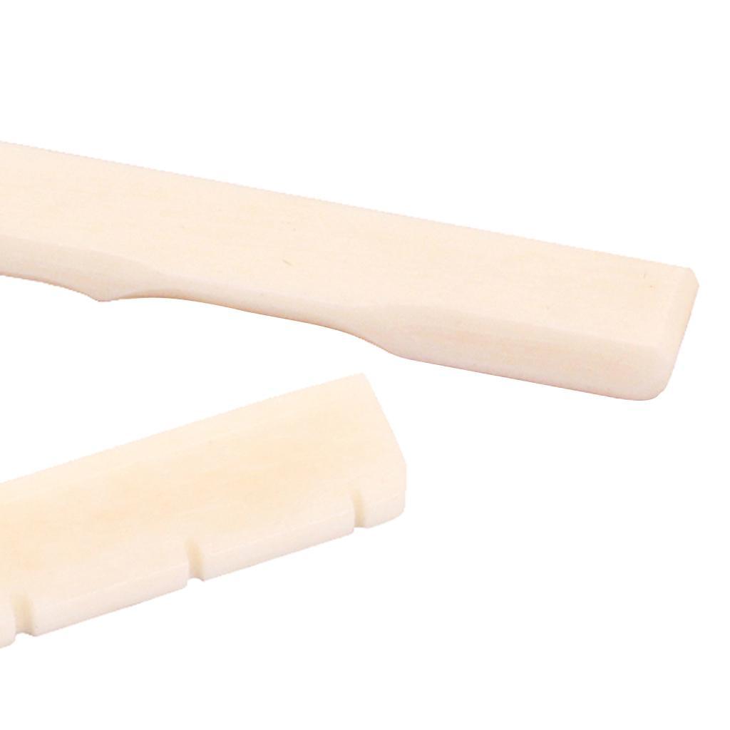 Buffalo Bone Bridge Saddle + Slotted Nut For 4 String Acoustic Guitar