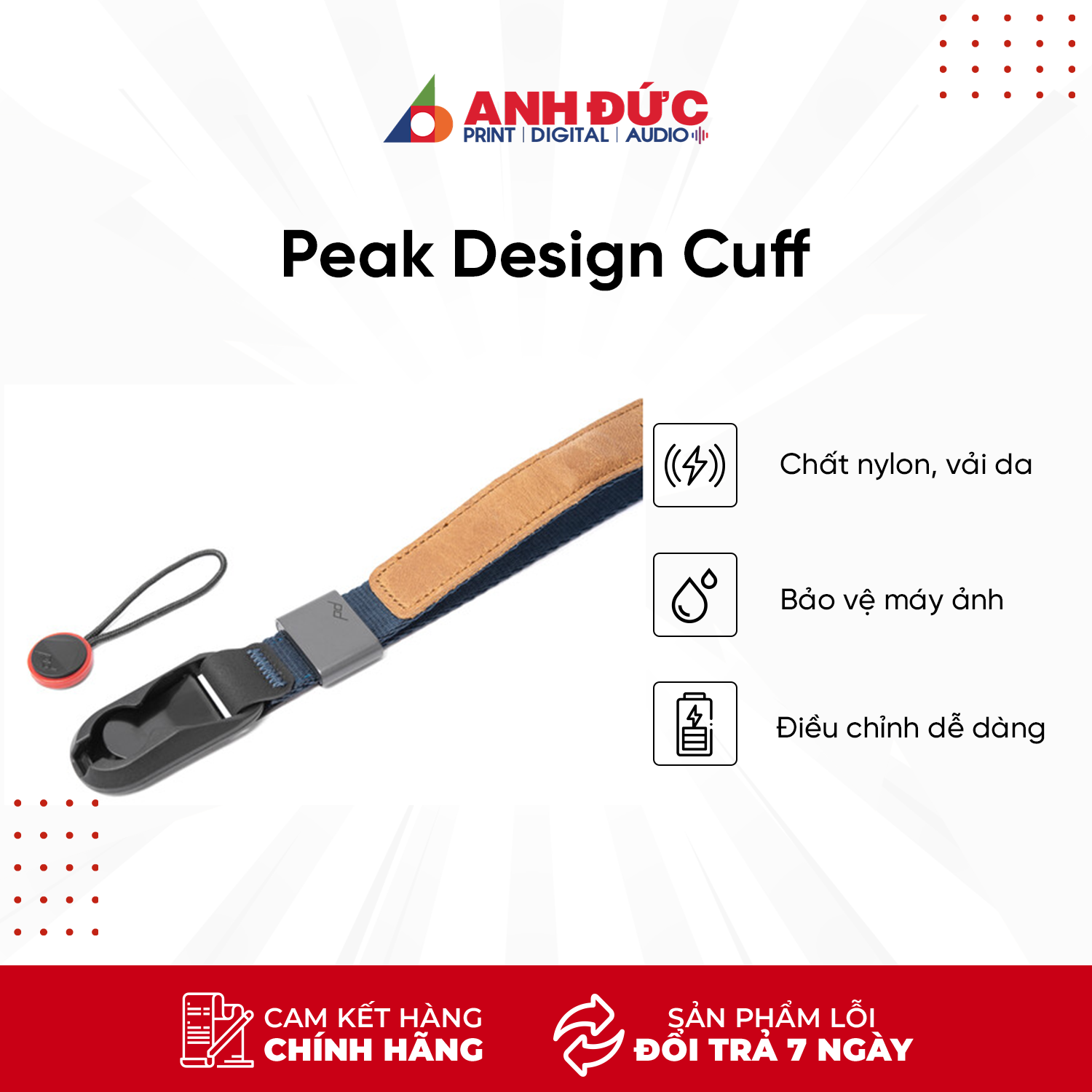 Dây Đeo Máy Ảnh Peak Design Cuff 2.0 - Wrist Strap - Hàng Chính Hãng