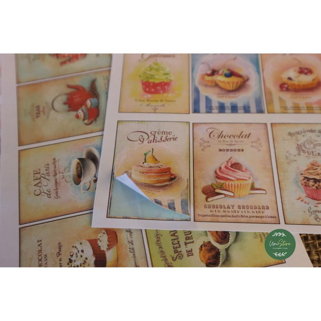 Sticker vinge - sticker phong cách cổ điển retro chủ đề đồ ăn - uni007
