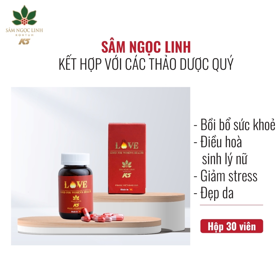 Viên Uống Sâm Ngọc Linh Kon Tum K5 - Love For Women's Tăng Cường Sức Khoẻ Phái Nữ