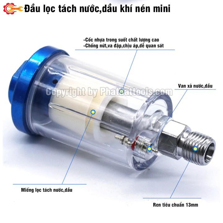 Đầu lọc,tách nước,dầu khí nén mini-Phụ kiện cho súng phun sơn và các thiết bị dùng khí nén tiện dụng.