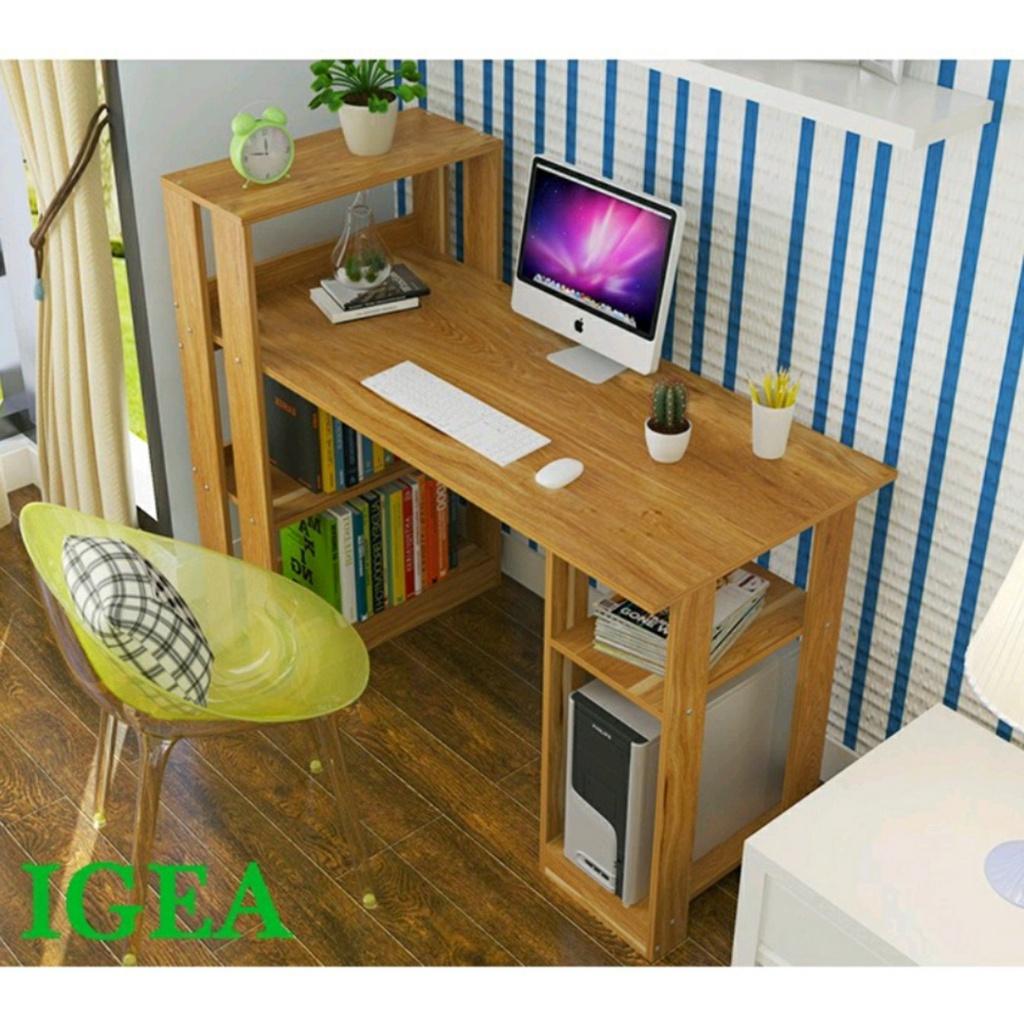 Bàn Làm Việc, Bàn Học Sinh Gỗ MDF Lắp Ghép Kết Hợp Kệ Sách 4 Tầng Tiện Dụng.