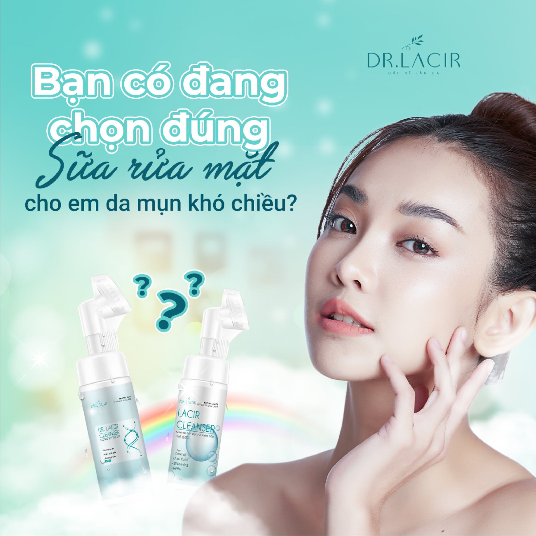 Sữa Rửa Mặt Dr.Lacir Cleanser - Sữa Rửa Mặt Dịu Nhẹ làm sạch sâu, êm dịu cho da (Chính Hãng DrLacir)