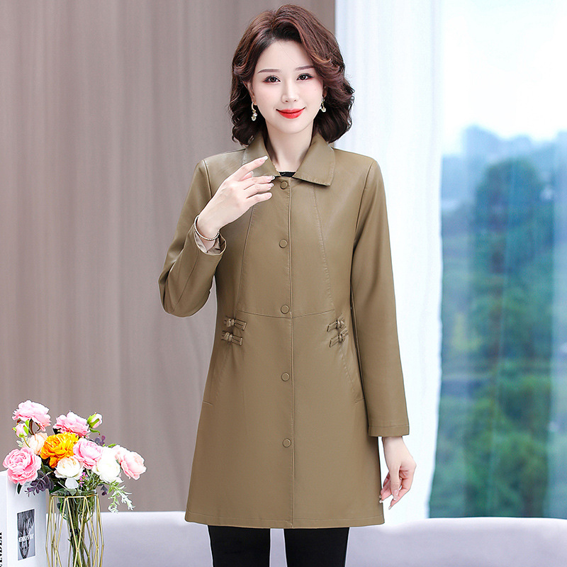 Áo Khoác Da Dài Vừa Cho Mẹ KD12- Hàng Quảng Châu Cao Cấp