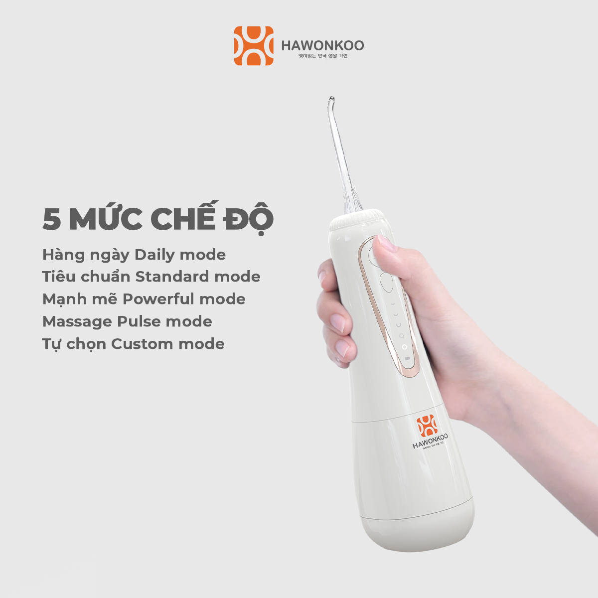 Máy tăm nước HAWONKOO WFH-001 2000mAh Trọng lượng 246gr Hàng Chính Hãng Bảo Hành 12 Tháng - Thương Hiệu Hàn Quốc