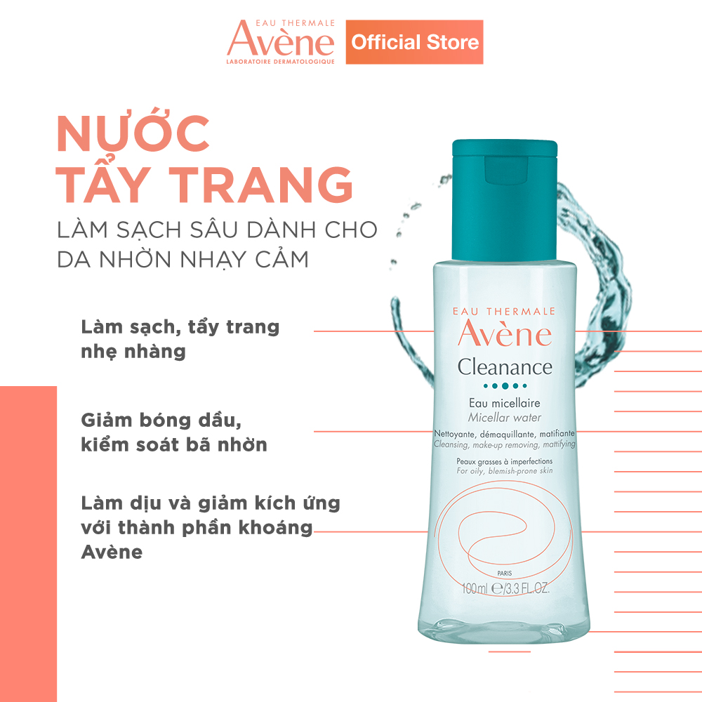 Nước tẩy trang sạch sâu cho da dầu nhạy cảm AVÈNE CLEANANCE MICELLAR WATER 100ml