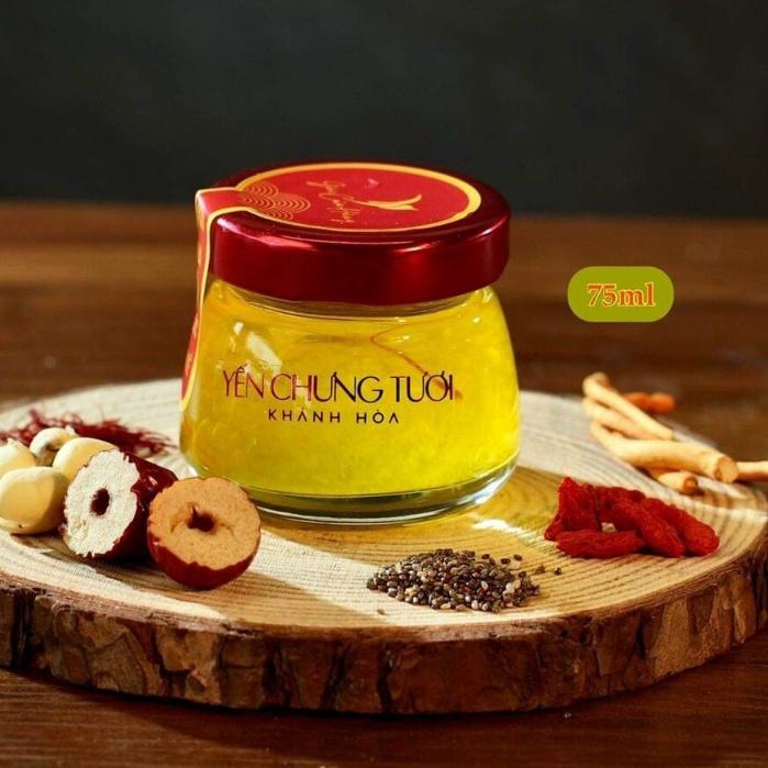 Hũ thuỷ tinh nắp thiếc vàng 75ml tròn đựng Yến chưng, Sữa chua,Gia vị, dầu dừa