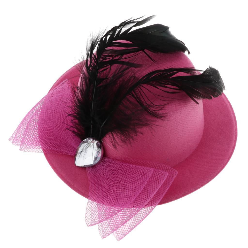 Kids Girls Hats Fascinators Baby Mini Top Hat Hair Clips Style 3-Rose
