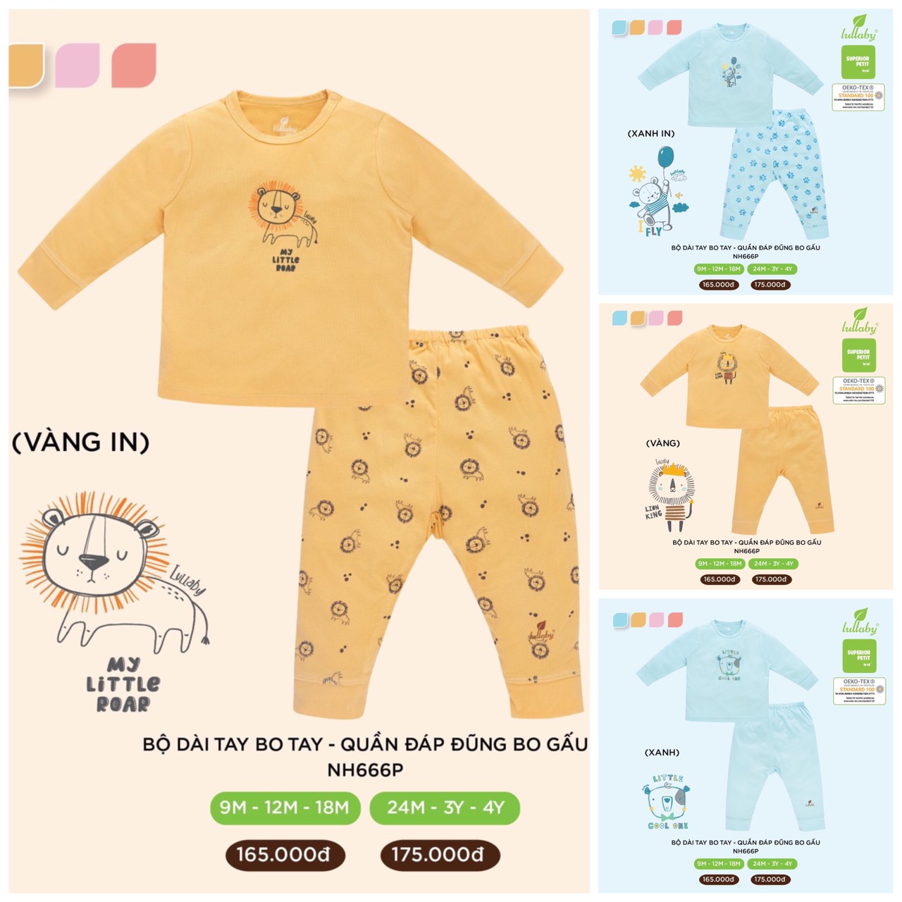 (LULLABY 2021) Bộ cài vai dài tay bé trai SUPERIOR PETIT họa tiết đáng yêu (size 9m-4y)