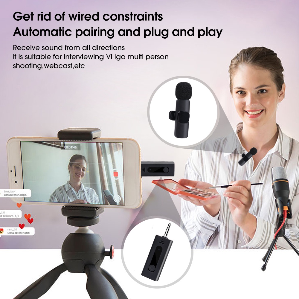 Micro không dây cài áo lọc tiếng ồn khử nhiễu kèm hộp sạc M8 Pro cao câp
