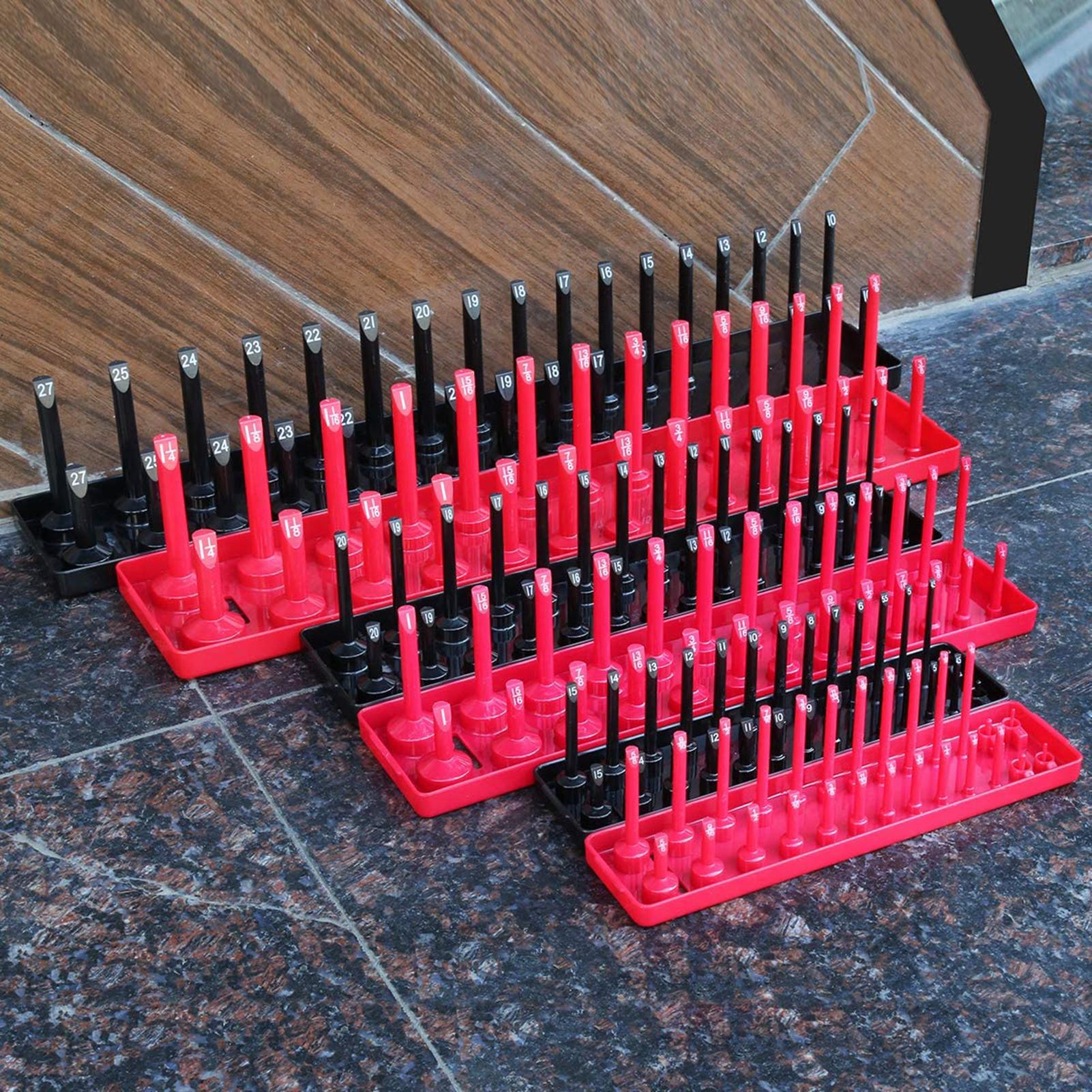 6PCS Socket Storage Tray Suit 1/4in, 3/8in, 1/2in Drive Deep And Shadow Socket Mounts Applicable For Tool Case