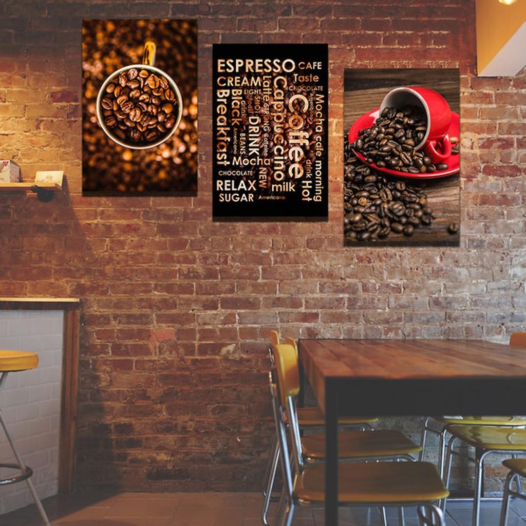 Bộ 3 Tranh treo tường - Tranh Canvas Treo Tường Trang trí quán Cà phê