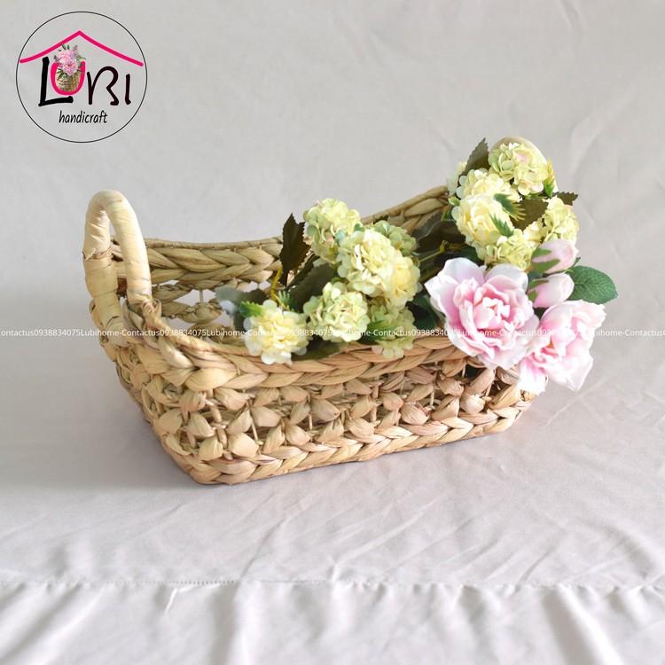 - Khay đựng đồ lục bình hình chữ nhật võng miệng - đan hoa thị sang trọng