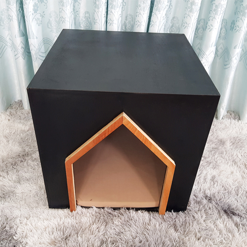 Nhà cho chó PETTO nhà chó bằng gỗ HÌNH HỘP kín đáo  siêu xinh màu đen huyền bí nhiều size dễ lựa chọn DH003
