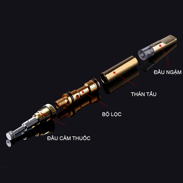 Tẩu Lọc Thuốc Cầm Tay Họa Tiết Màu Trơn Cao Cấp ZB-331 - Quà tặng cho sức khỏe nam giới