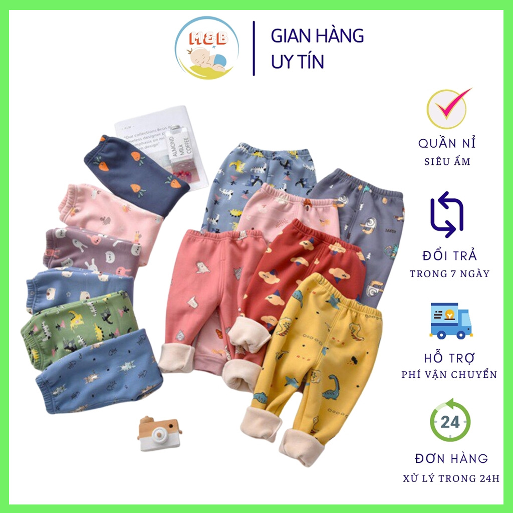 Quần nỉ bông lót lông cho bé quần ấm thu đông cực đẹp cho bé trai gái sơ sinh từ 3-14kg –Q11