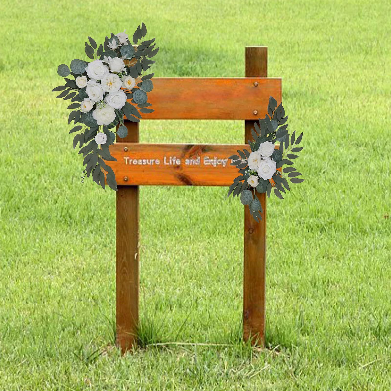 2 Pieces Artificial Arch White Flower Flowers for Welcome Sign Backdrop Home