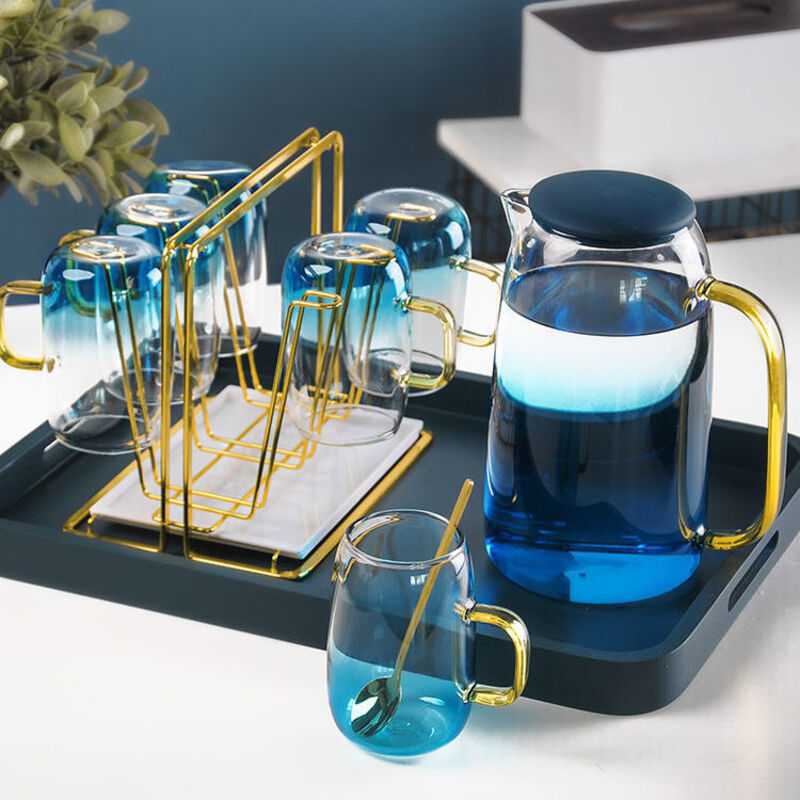 Bộ Ly Thủy Tinh AQUA Trụ Tròn BOROSILICATE Cao Cấp Chịu Nhiệt Cao 6 Sets DECOR LUXURY - Hàng Nhập Khẩu
