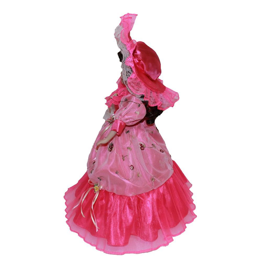 40cm Retro Porcelain Women Doll People Figure Handicraft Rose Gift