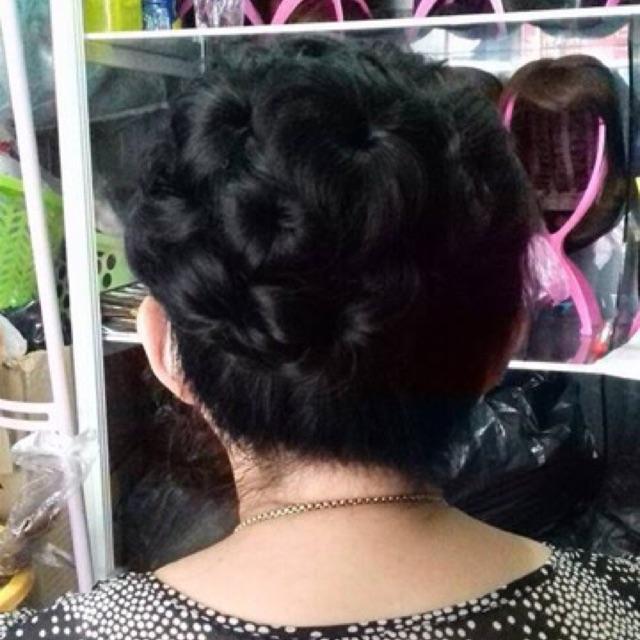 Búi hoa tóc giả kẹp xước cao cấp cho quý bà