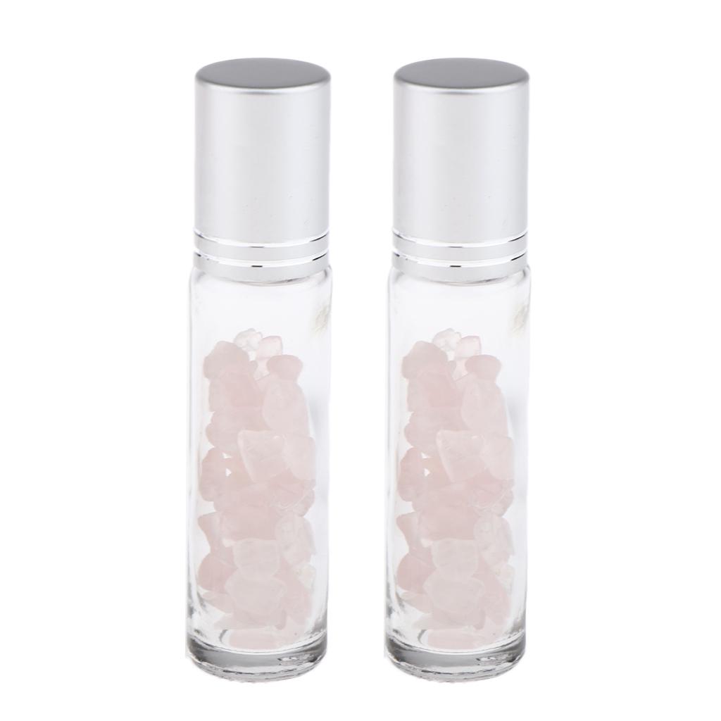 4 Pieces 10ml Empty Glass Oils Perfume Aromatherapy Roll-on Bottles Pink+Purple