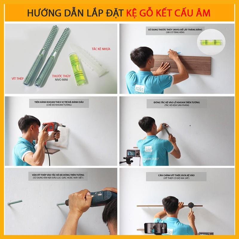 Kệ Rượu Trang Trí Treo Tường Sang Trọng - Kèm 02 Giá Ly Inox - SIB DECOR